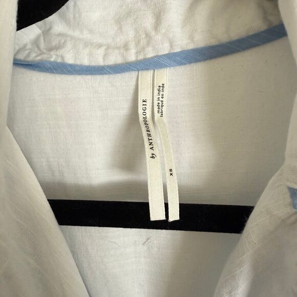 Anthropologie Cezzane Striped Eyelet Dress Loungewear Button Down Shirt Dress XS - Picture 4 of 12